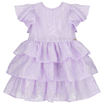 Girls Ruffle Layered Violet Dress